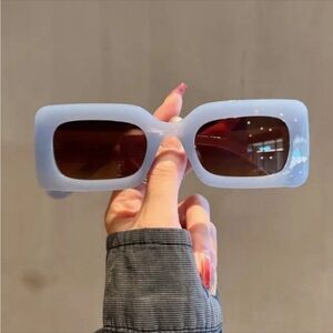 Baby Blue Rectangular Sunglasses Y2K Retro